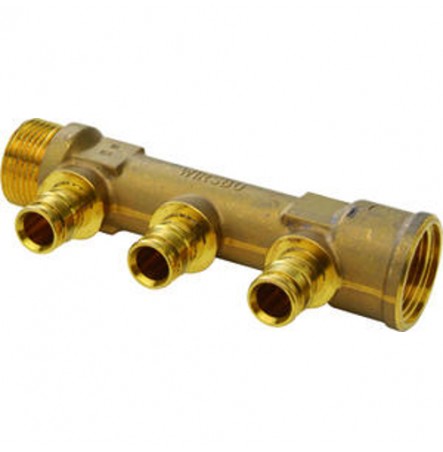 Коллектор латунный для PE-X Ду 3/4"хДн 16х2,2 НР/ВР на 3 выхода Uponor 1023028