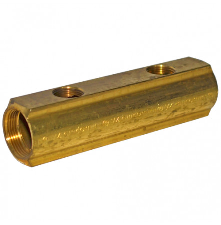 Коллектор латунный R551 Ду 40 ВР 1 1/2" на 8 выходов 1" ВР (межос) 100 мм Giacomini R551Y188