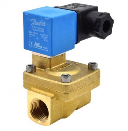 Клапан эл/магн латунь EV220W Ду 15 ВР/ВР НЗ с катушкой 24В пост ток Danfoss 042U426402