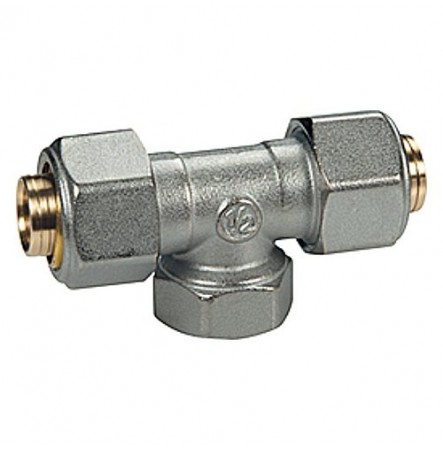 Тройник МП латунь хром R566AM Дн 18х1/2" ВР обжим Giacomini R569MX052