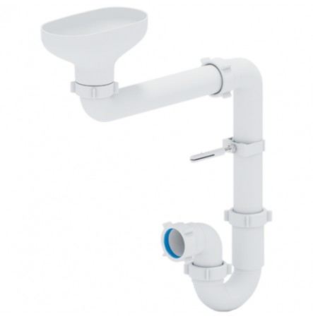 Сифон для умывальника/мойки трубный нерж/сетка 1 1/2"х40 с отводом ст/маш D1000 АНИ Пласт
