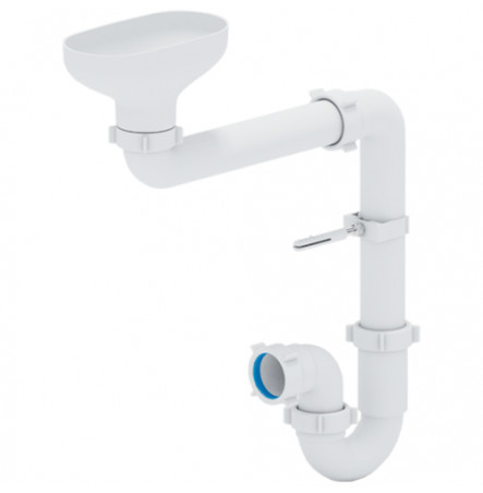 Сифон для умывальника/мойки трубный нерж/сетка 1 1/2"х40 с гофрой 40-50 с отводом ст/маш D1010 АНИ Пласт